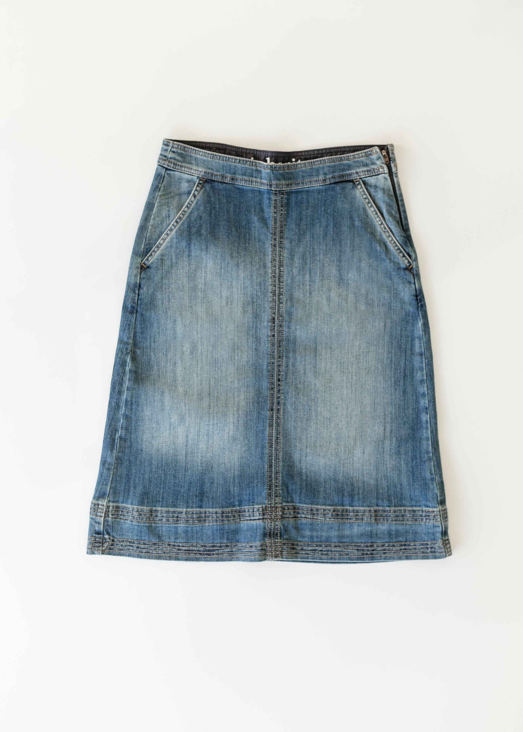Sutton Side Zip A-line Denim Midi Skirt - FINAL SALE