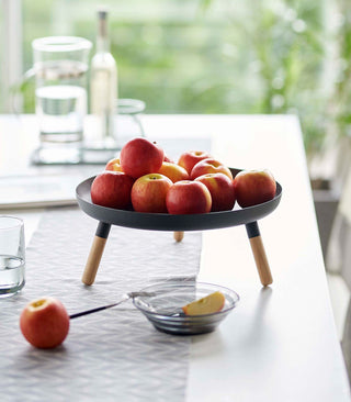 Countertop Pedestal Tray (5" H)  - Steel + Wood - By Baano