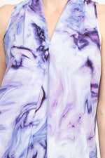 Floral & Ivy Print Top - Elegant Black Blue Purple Polyester Blouse - Glamourous Grace