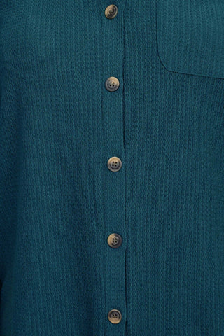 Floral + Ivy Notched Button Down 3/4 Sleeve Solid Knit Top with Front Pocket - Glamourous Grace