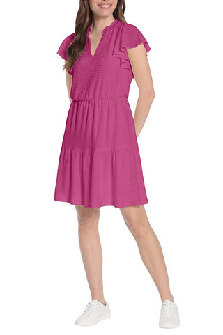 London Times V Neck Short Butterfly Sleeves Pull Over Short Jersey Dress - Glamourous Grace