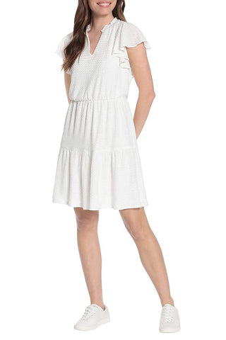 London Times V Neck Short Butterfly Sleeves Pull Over Short Jersey Dress - Glamourous Grace