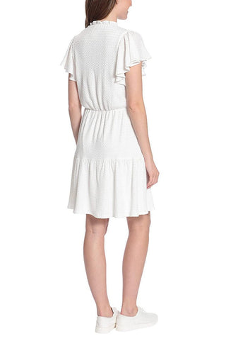 London Times V Neck Short Butterfly Sleeves Pull Over Short Jersey Dress - Glamourous Grace