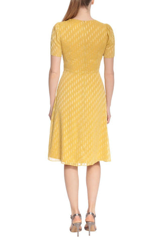 London Times V Neck Short Sleeves Back Zipper Twist Front Detail Short Dress - Glamourous Grace