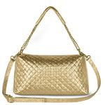 Weave Metallic Suede Leather Shoulder Bag