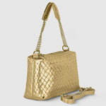 Weave Metallic Suede Leather Shoulder Bag