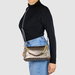 Weave Metallic Suede Leather Shoulder Bag