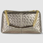 Weave Metallic Suede Leather Shoulder Bag