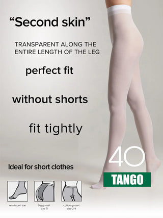 Tights Conte Tango 40 Den - Sheer to Waist Satin Shine - By Baano