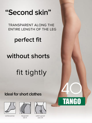 Tights Conte Tango 40 Den - Sheer to Waist Satin Shine - By Baano