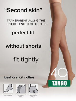Tights Conte Tango 40 Den - Sheer to Waist Satin Shine - By Baano