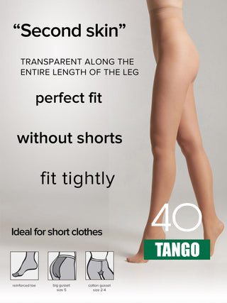 Tights Conte Tango 40 Den - Sheer to Waist Satin Shine - By Baano