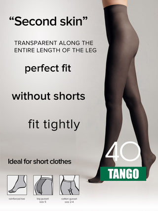 Tights Conte Tango 40 Den - Sheer to Waist Satin Shine - By Baano