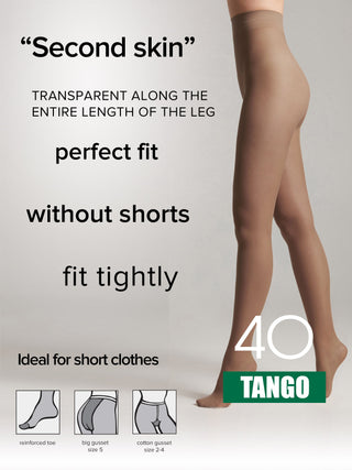 Tights Conte Tango 40 Den - Sheer to Waist Satin Shine - By Baano
