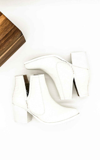 Tarim Booties in White Croc