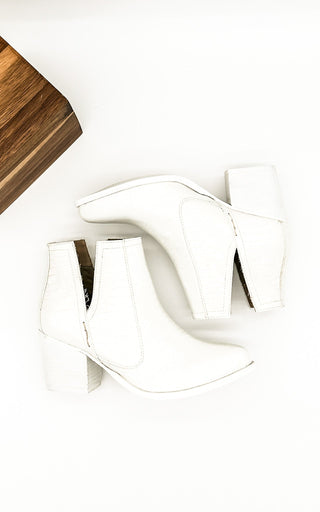 Tarim Booties in White Croc - By Baano