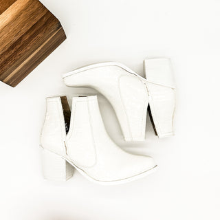 Tarim Booties in White Croc - By Baano