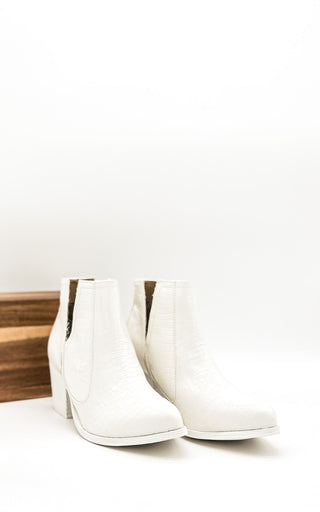 Tarim Booties in White Croc - By Baano