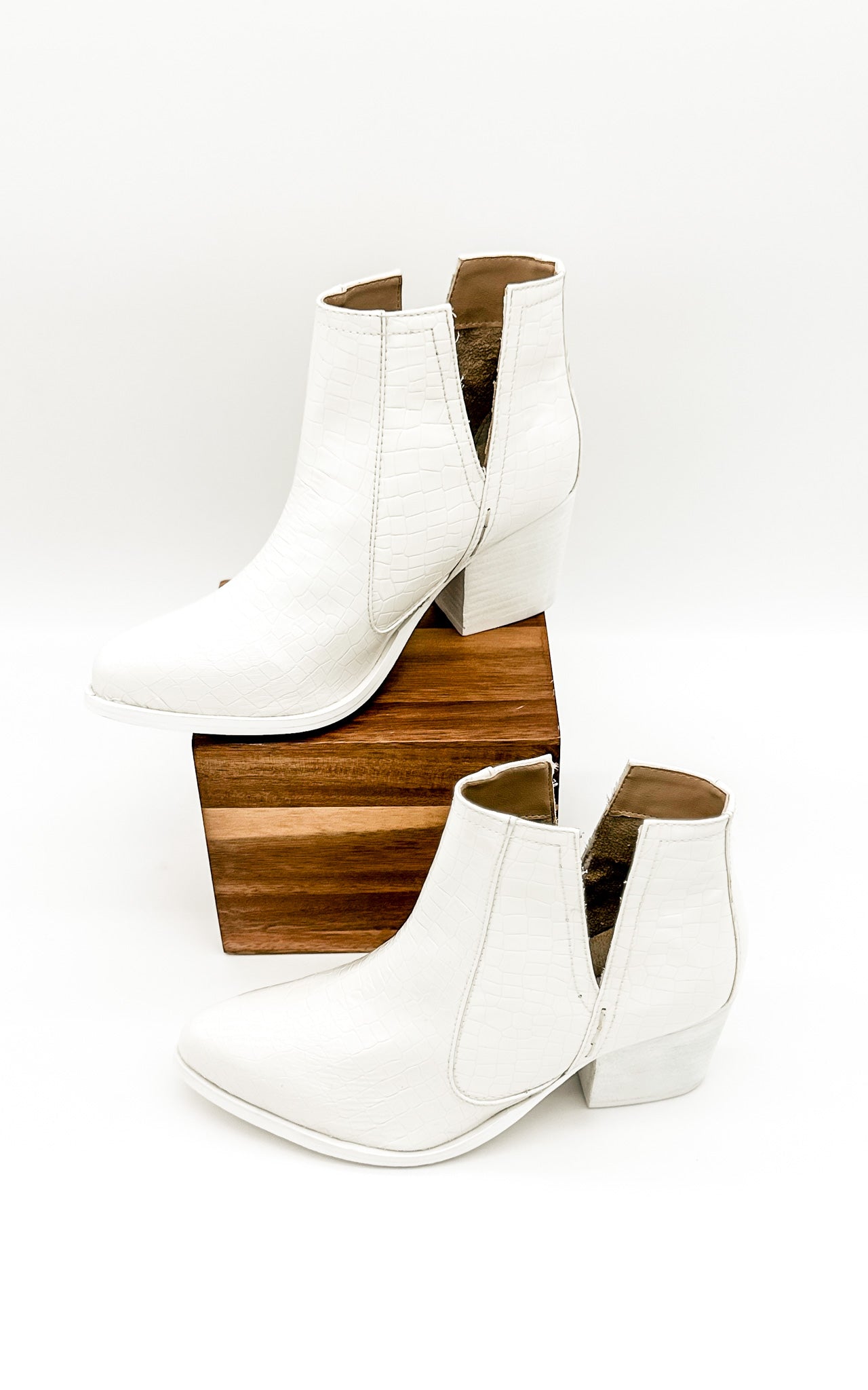 Tarim Booties in White Croc Naughty Monkey