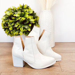 Tarim Booties in White Croc - By Baano
