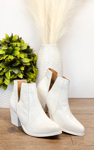 Tarim Booties in White Croc - By Baano