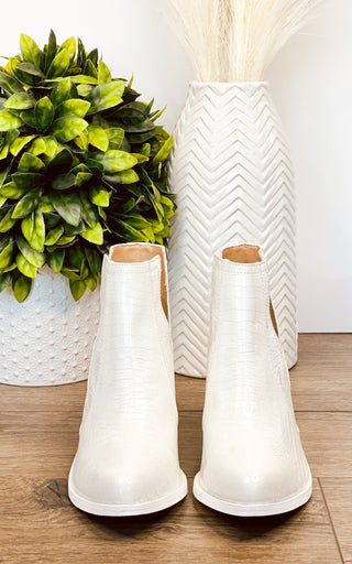 Tarim Booties in White Croc - By Baano
