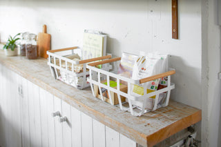 Storage Basket - Medium - Steel + Wood - By Baano