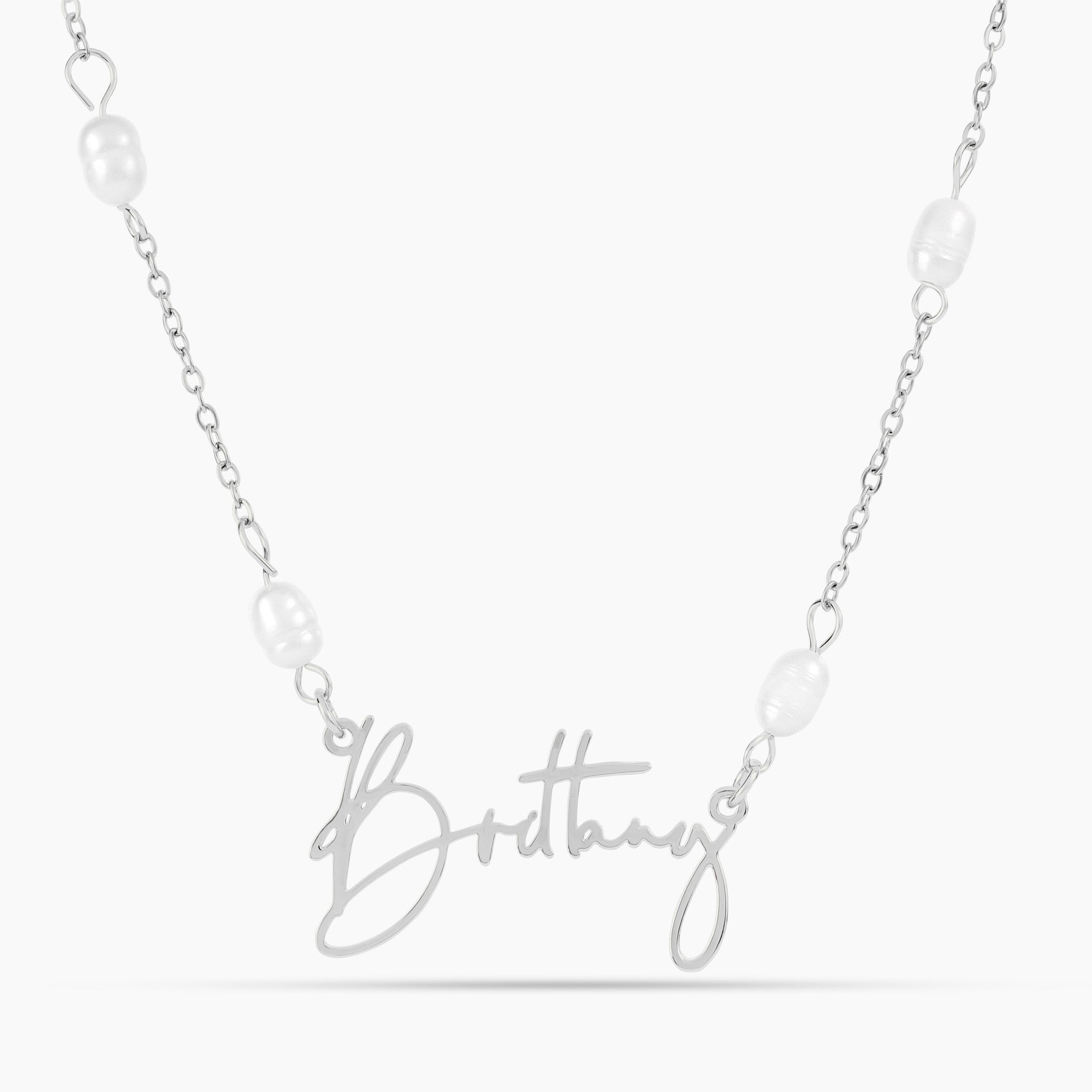 Cursive Name Necklace w/ Petite Pearls