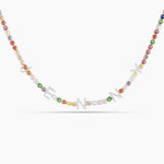 Spaced Out Name Necklace with Rainbow Tennis Chain