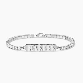 Double Plated Satin Name Bracelet | 4mm Tennis Chain