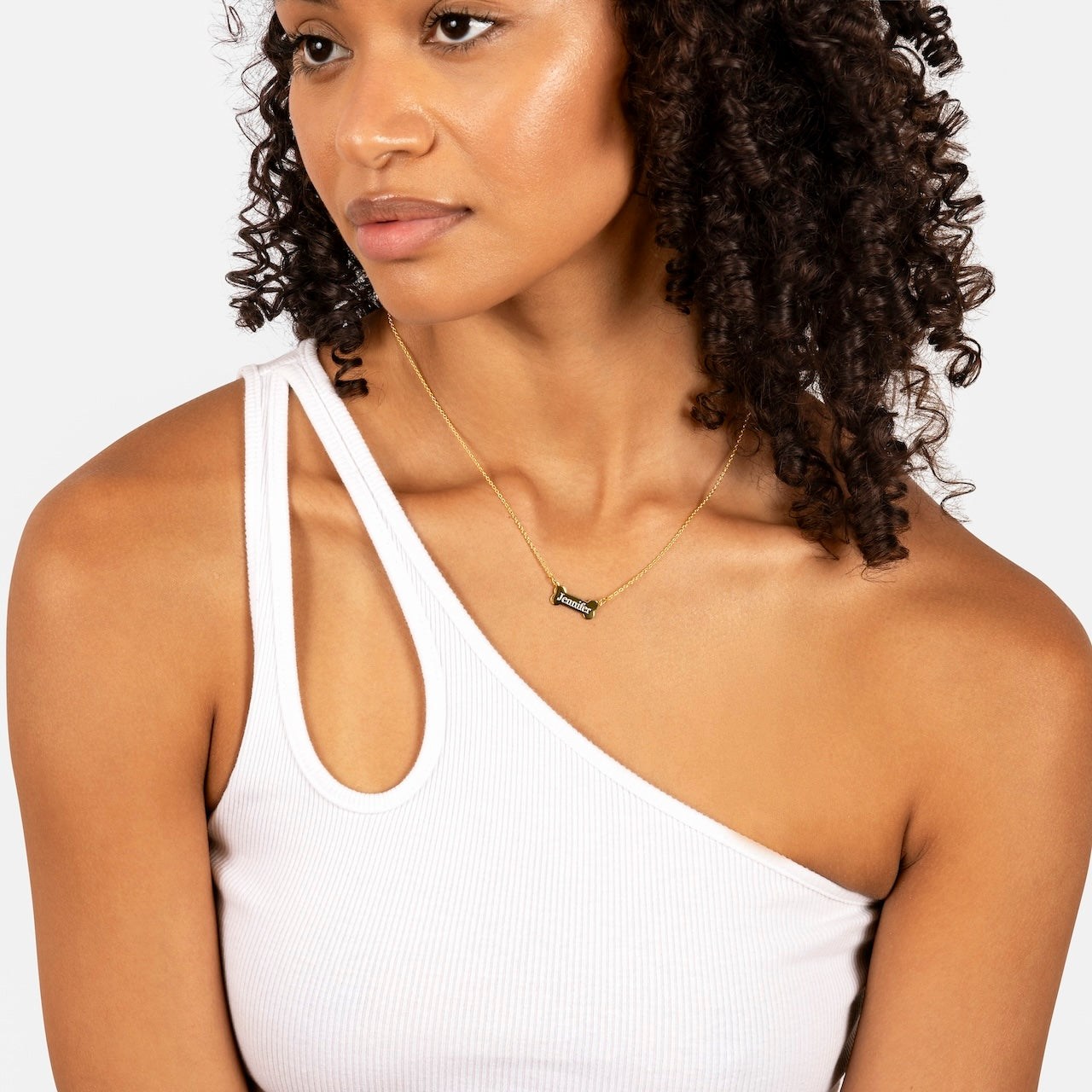 Engraved Dog Bone Pendant Necklace