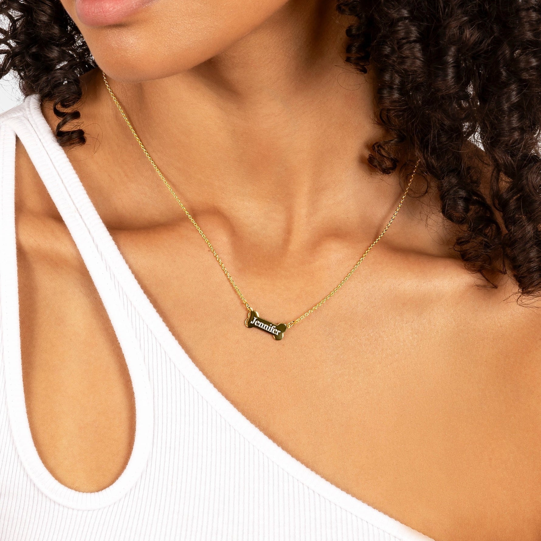 Engraved Dog Bone Pendant Necklace