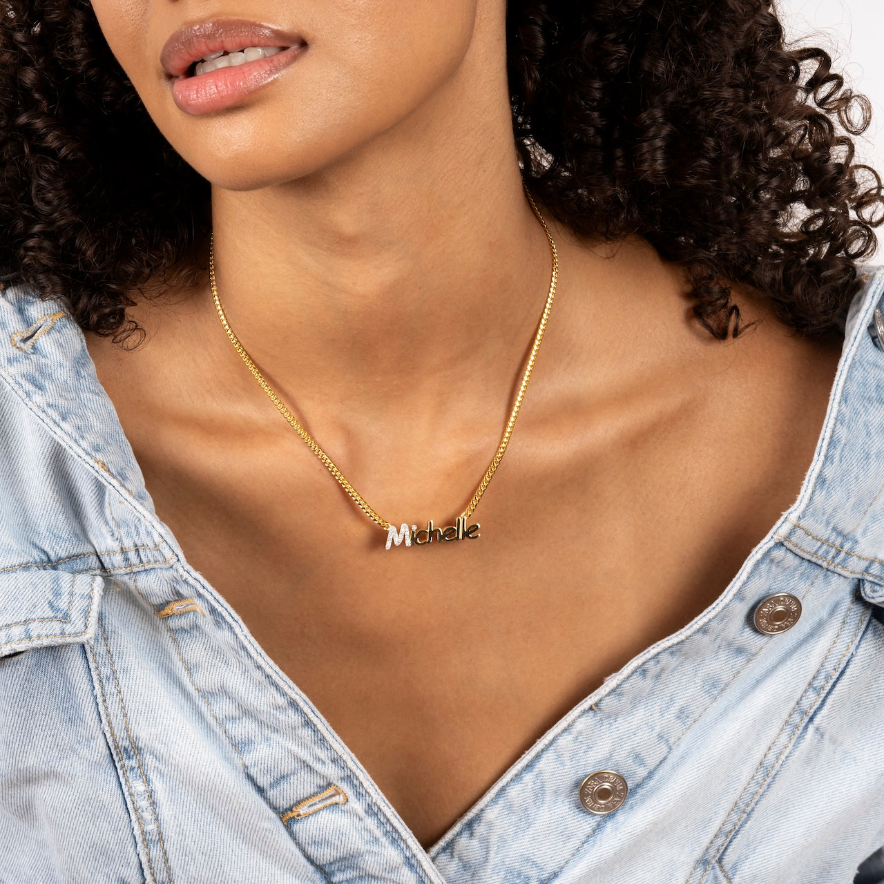 Kid's THICK 5mm Iced Initial Block Name Necklace