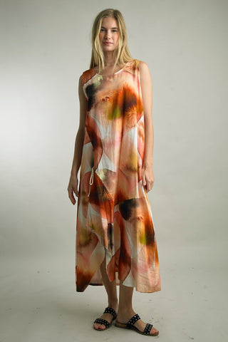 Coral Ruched Maxi Dress
