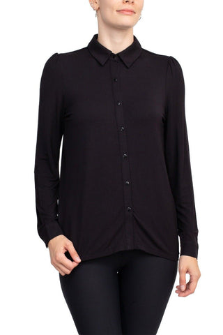 T Tahari Collar Neck Cuff Long Sleeves Button Detail ITY Blouse - Glamourous Grace