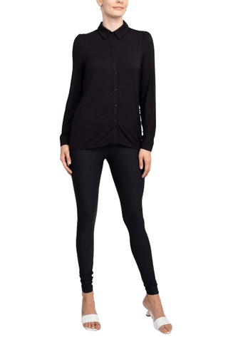 T Tahari Collar Neck Cuff Long Sleeves Button Detail ITY Blouse - Glamourous Grace