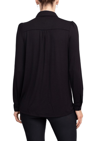 T Tahari Collar Neck Cuff Long Sleeves Button Detail ITY Blouse - Glamourous Grace