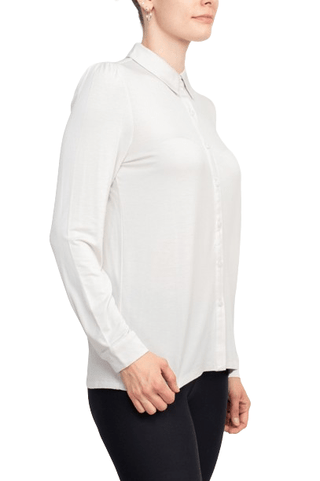 T Tahari Collar Neck Cuff Long Sleeves Button Detail ITY Blouse - Glamourous Grace