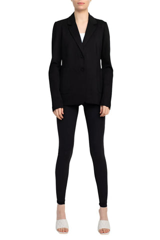 T Tahari Notched Collar Two Button Long Sleeve With Patch Pockets Knit Blazer - By Baano