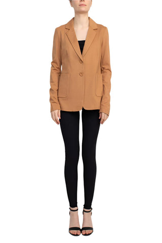 T Tahari Notched Collar Two Button Long Sleeve With Patch Pockets Knit Blazer - By Baano