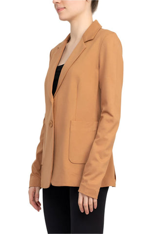 T Tahari Notched Collar Two Button Long Sleeve With Patch Pockets Knit Blazer - By Baano