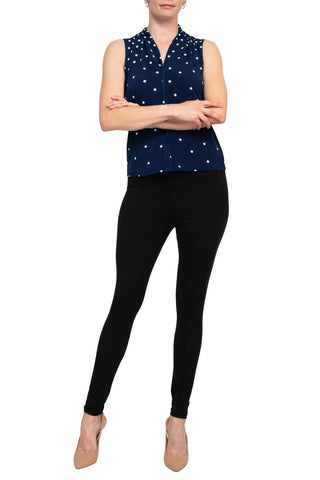 T Tahari Polka Dot Collared Neck Sleeveless Top - By Baano