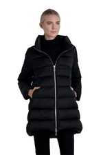 The Dorchester | Down Coat with Chunky Zipper | Midnight Black