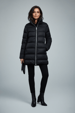 The Dorchester | Down Coat with Chunky Zipper | Midnight Black