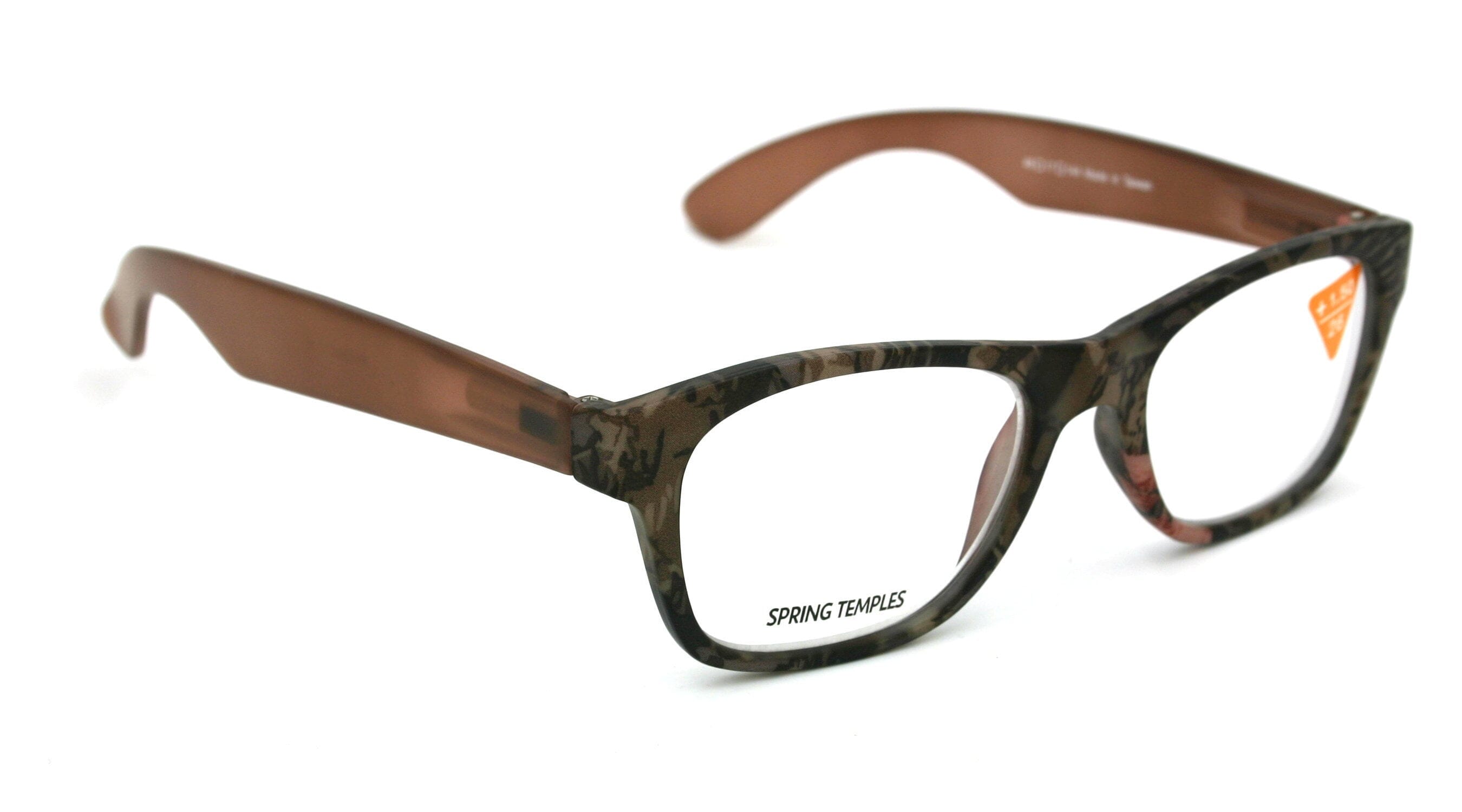 The Forester, (Premium) Reading Glasses, High End Reader +1.25 to +3 Magnifying Square Style (Brown Camouflage) Frame. NY Fifth Avenue
