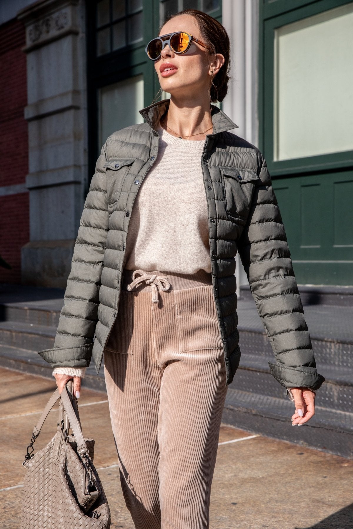 The Harrow Matte | Down Shirt | Olive Subtle Sparkles