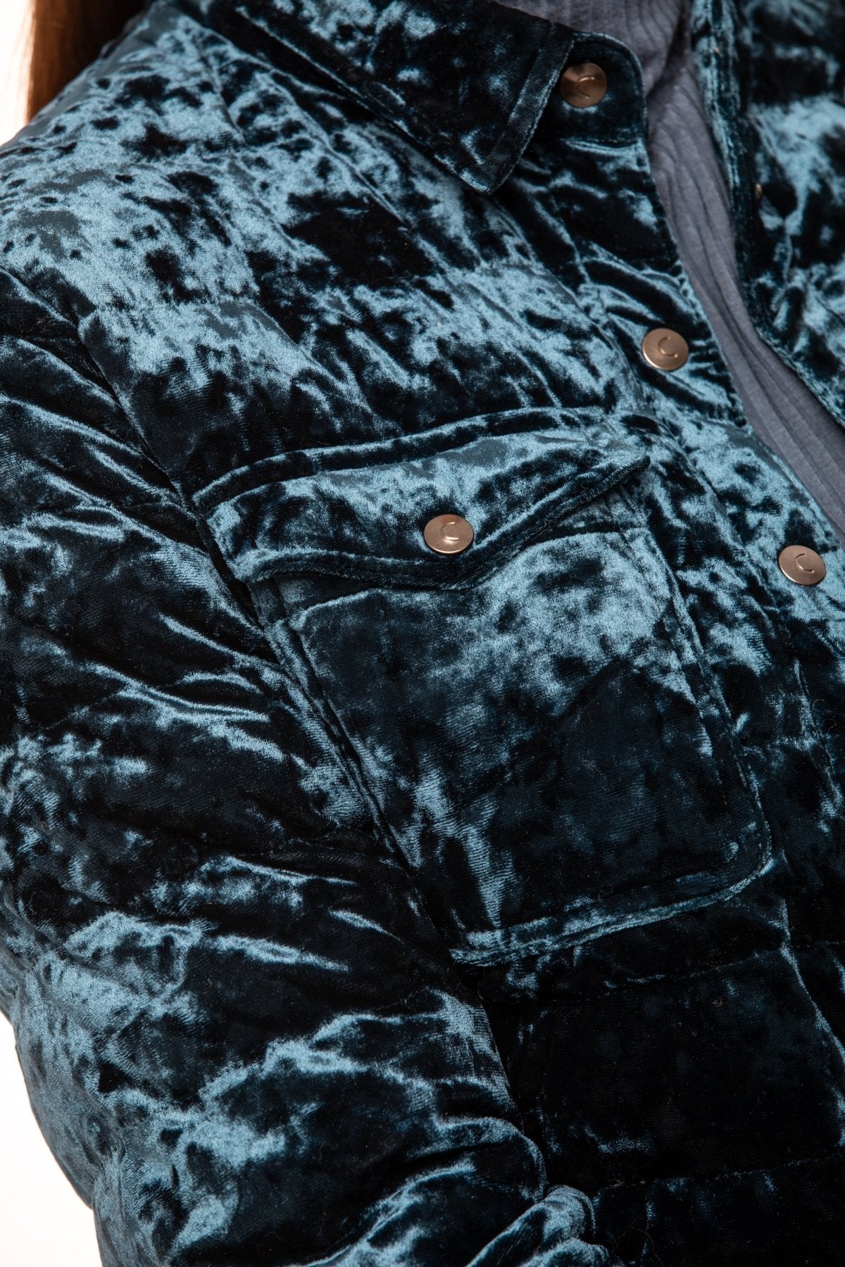 The Harrow Velour | Down Shirt | Indigo