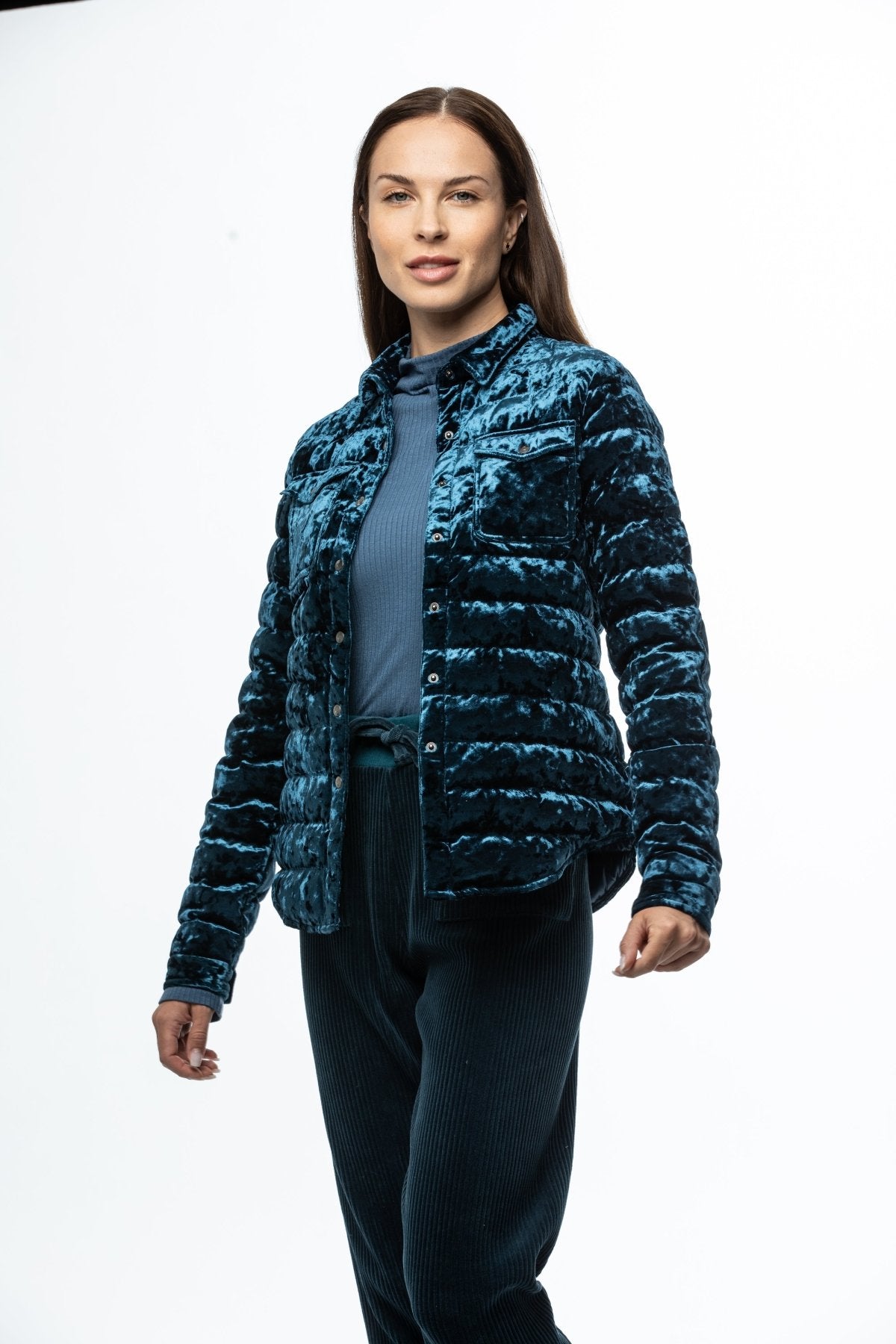 The Harrow Velour | Down Shirt | Indigo