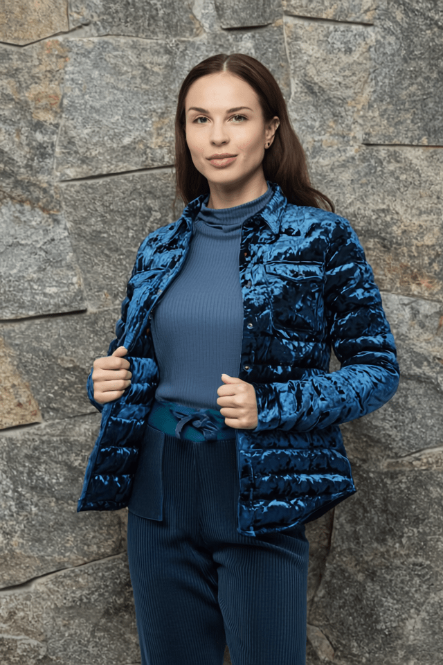 The Harrow Velour | Down Shirt | Indigo