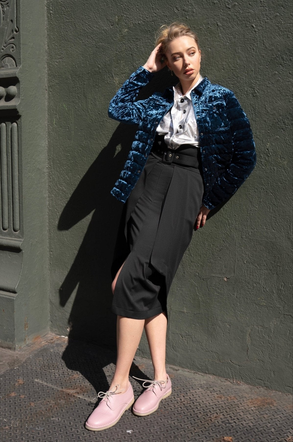 The Harrow Velour | Down Shirt | Indigo